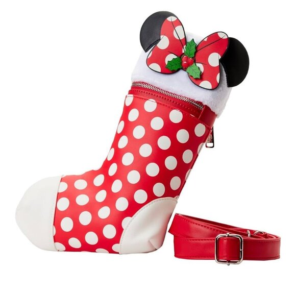 NWT Disney Loungefly Minnie Mouse Christmas Stocking Crossbody - Picture 2 of 2
